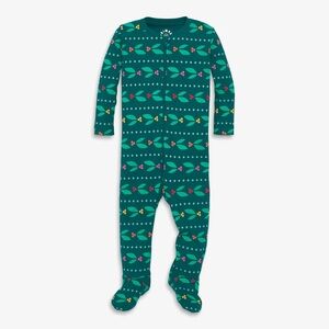 EUC Primary brand 6-9mo Holly Berries Organic Cotton Zip Footie